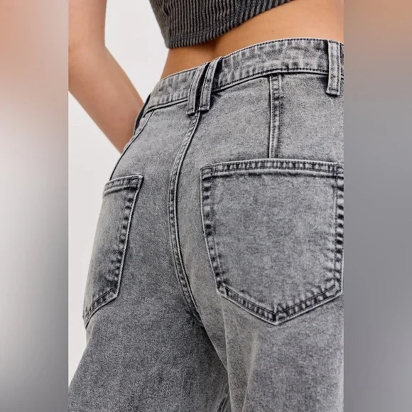 NWT Cello Denim Washed Grey Barrel Horseshoe Relaxed Fit Jeans Pants - Picture 8 of 10